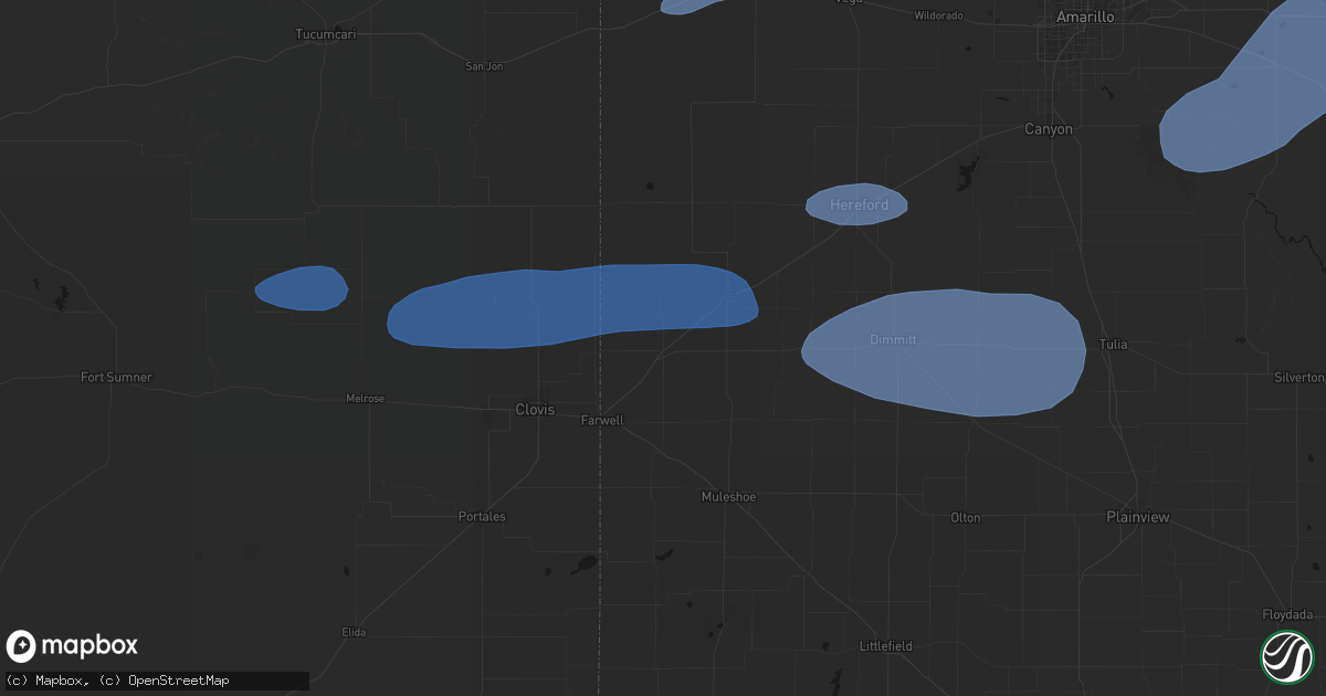 Hail map in Bovina, TX on May 14, 2026