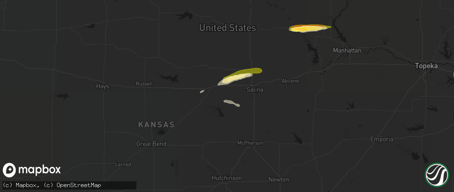 Hail map in Brookville, KS on May 14, 2026