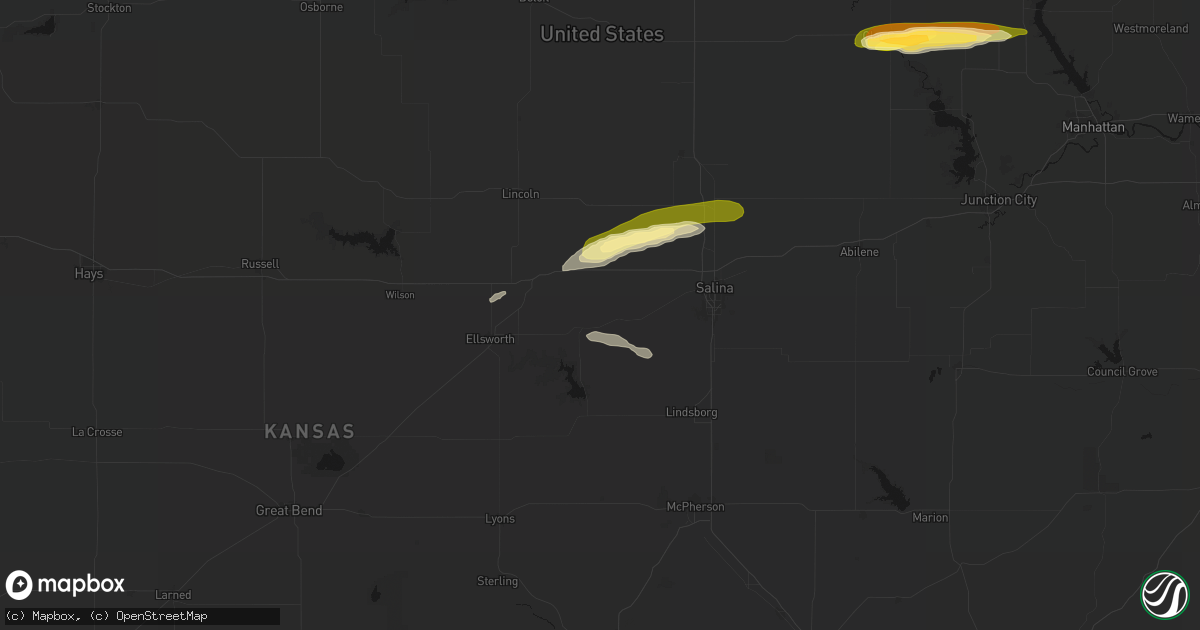 Hail map in Brookville, KS on May 14, 2026