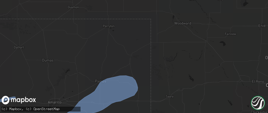 Hail map in Canadian, TX on May 14, 2026