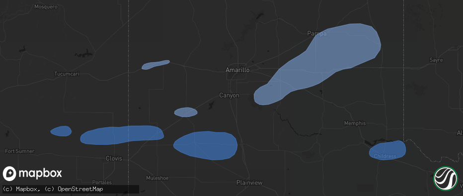 Hail map in Canyon, TX on May 14, 2026