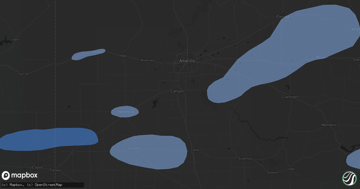 Hail map in Canyon, TX on May 14, 2026