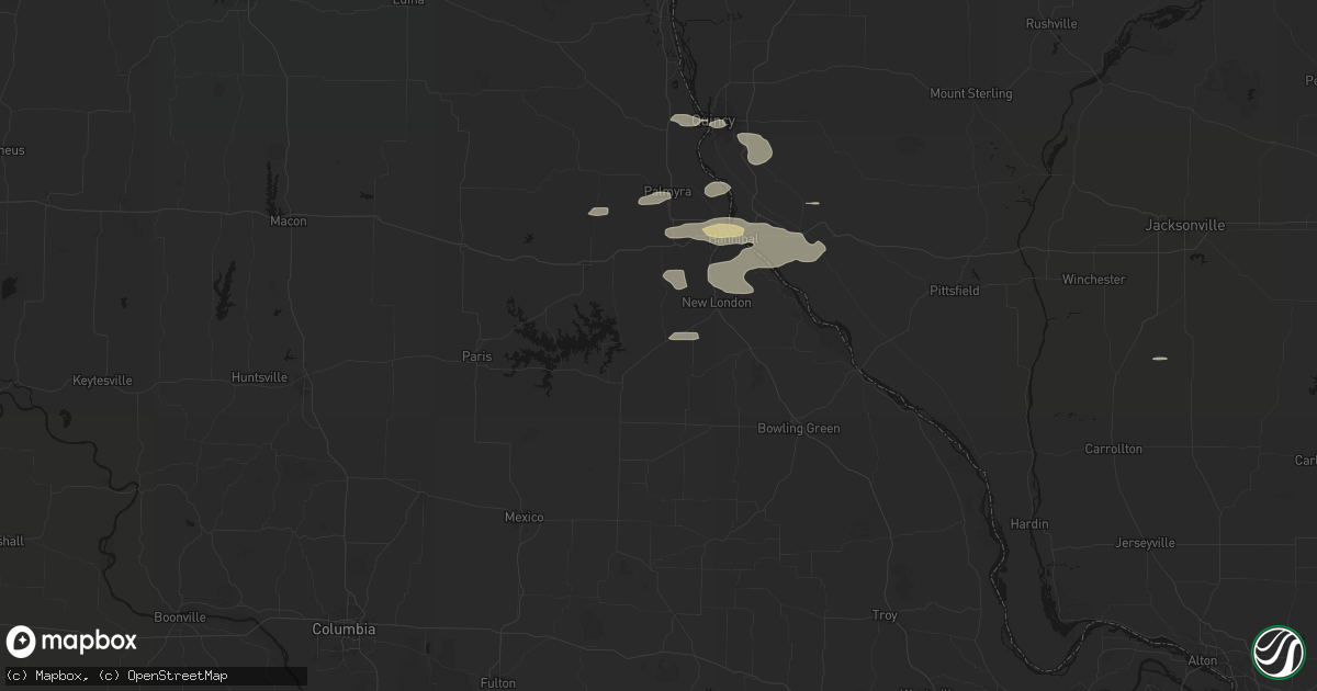 Hail map in Center, MO on May 14, 2026