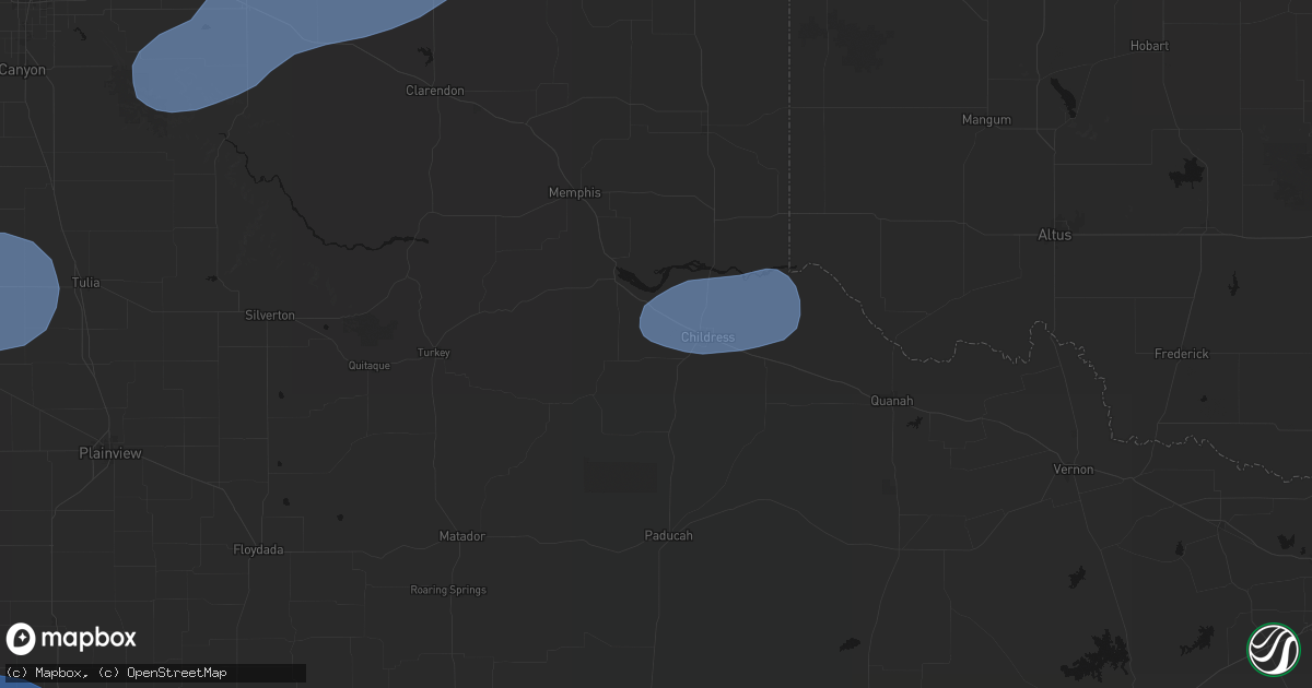 Hail map in Childress, TX on May 14, 2026
