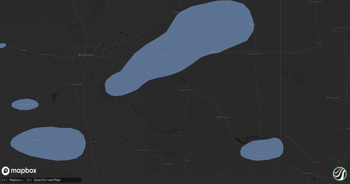 Hail map in Clarendon, TX on May 14, 2026