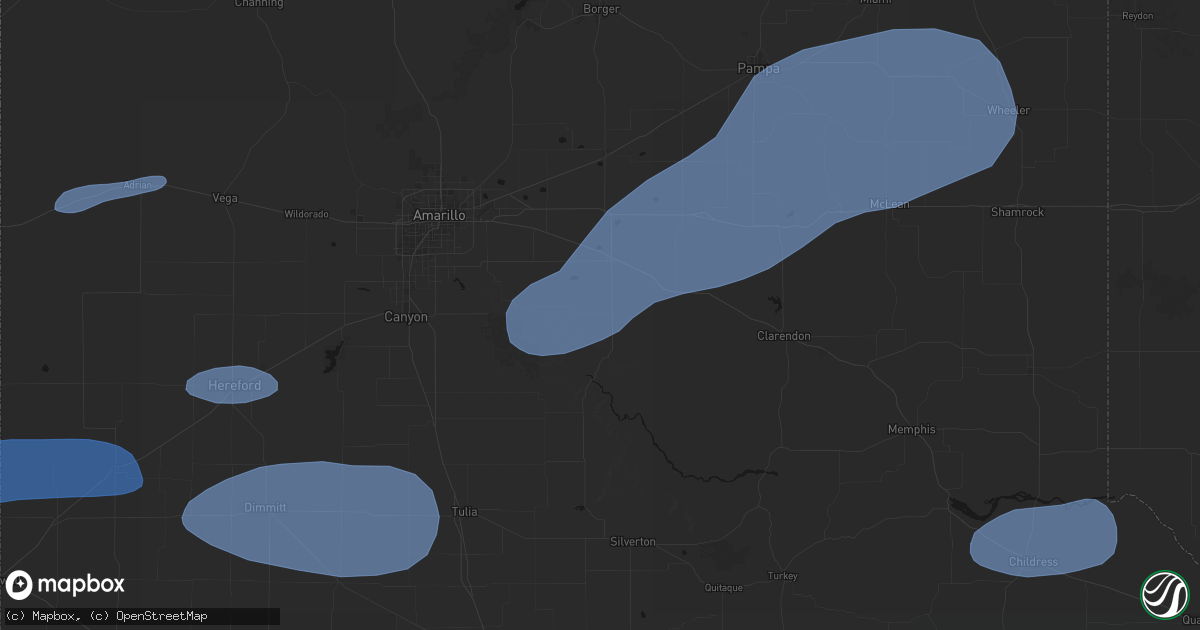 Hail map in Claude, TX on May 14, 2026