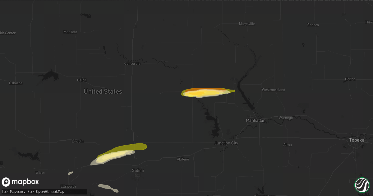 Hail map in Clay Center, KS on May 14, 2026