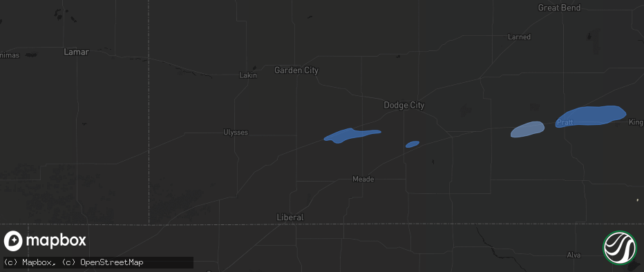 Hail map in Copeland, KS on May 14, 2026