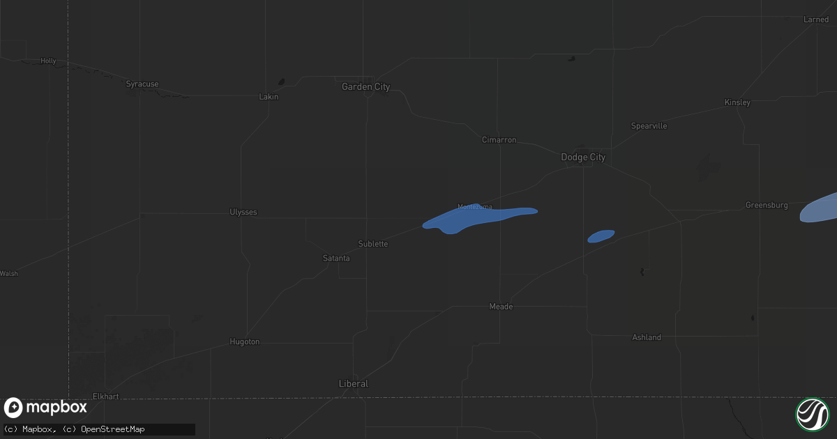 Hail map in Copeland, KS on May 14, 2026