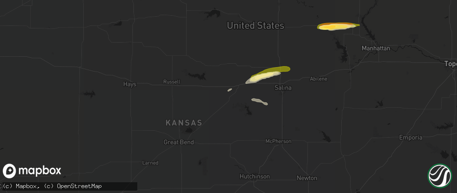 Hail map in Ellsworth, KS on May 14, 2026