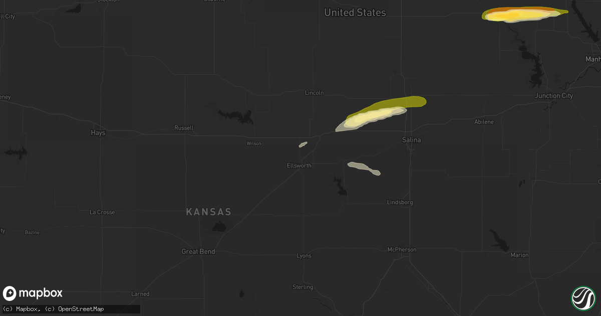 Hail map in Ellsworth, KS on May 14, 2026