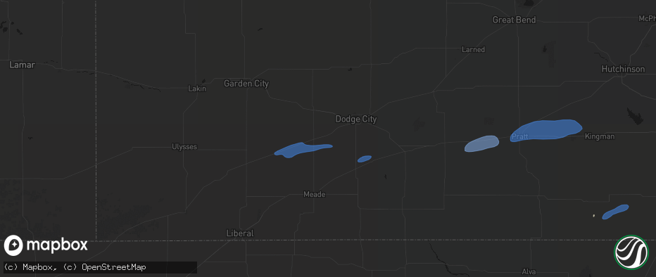 Hail map in Ensign, KS on May 14, 2026