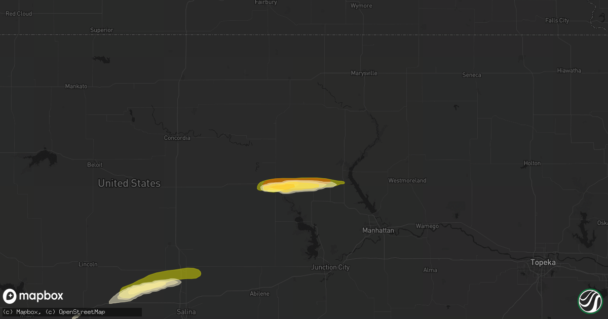 Hail map in Green, KS on May 14, 2026
