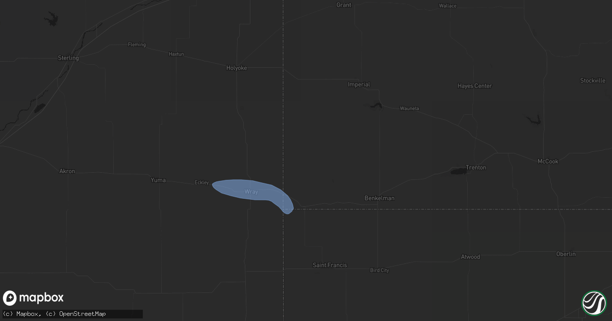 Hail map in Haigler, NE on May 14, 2026