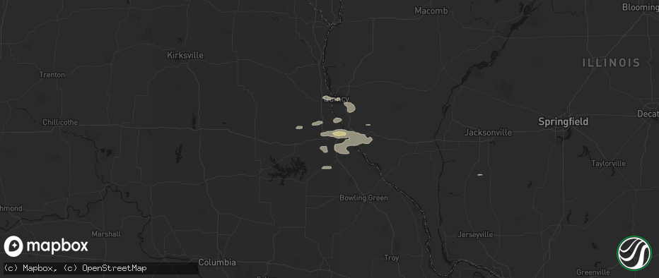 Hail map in Hannibal, MO on May 14, 2026