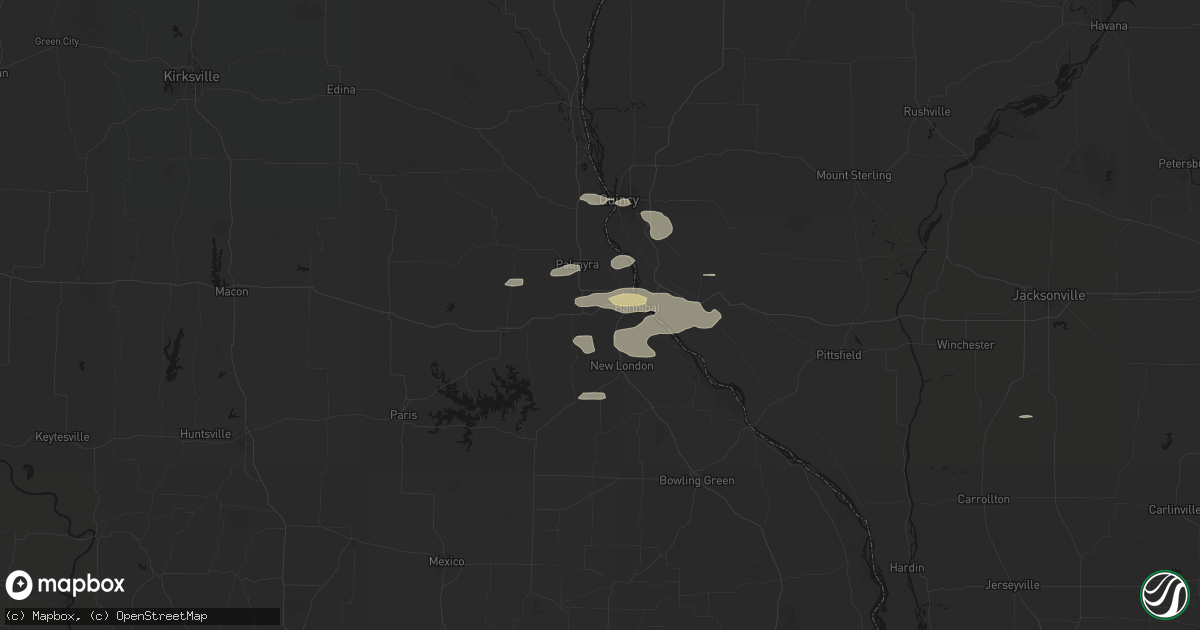 Hail map in Hannibal, MO on May 14, 2026