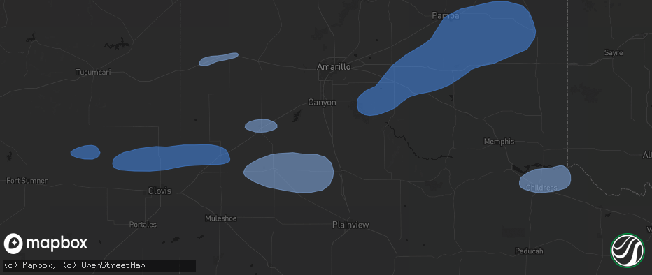 Hail map in Happy, TX on May 14, 2026