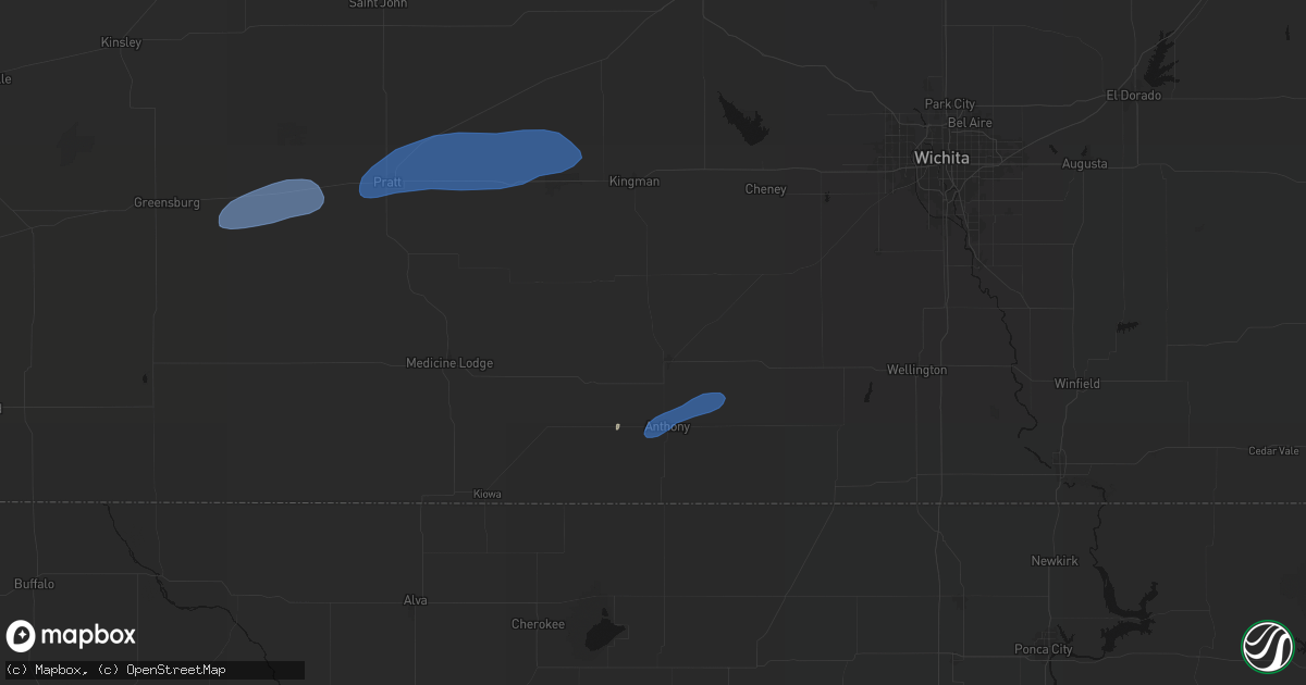 Hail map in Harper, KS on May 14, 2026
