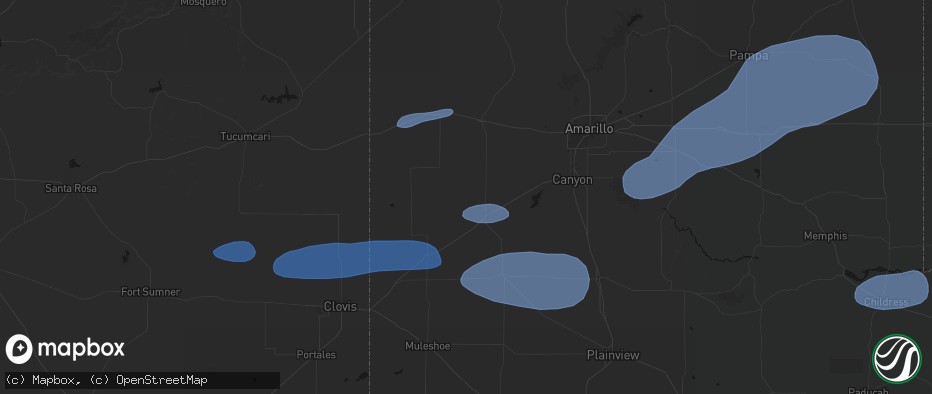 Hail map in Hereford, TX on May 14, 2026