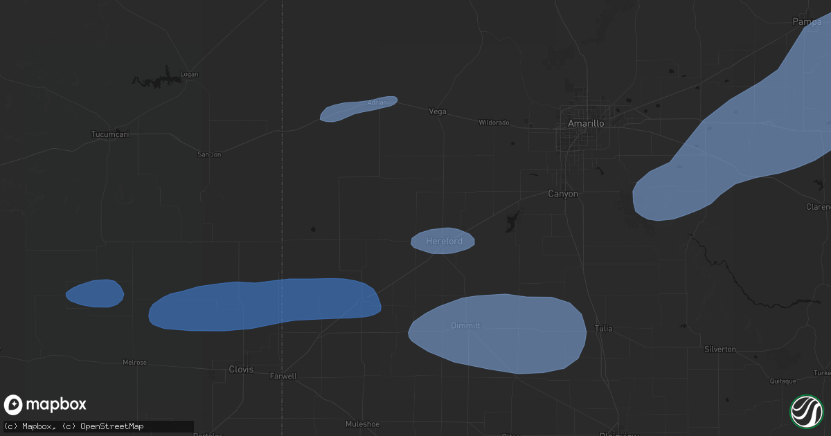 Hail map in Hereford, TX on May 14, 2026