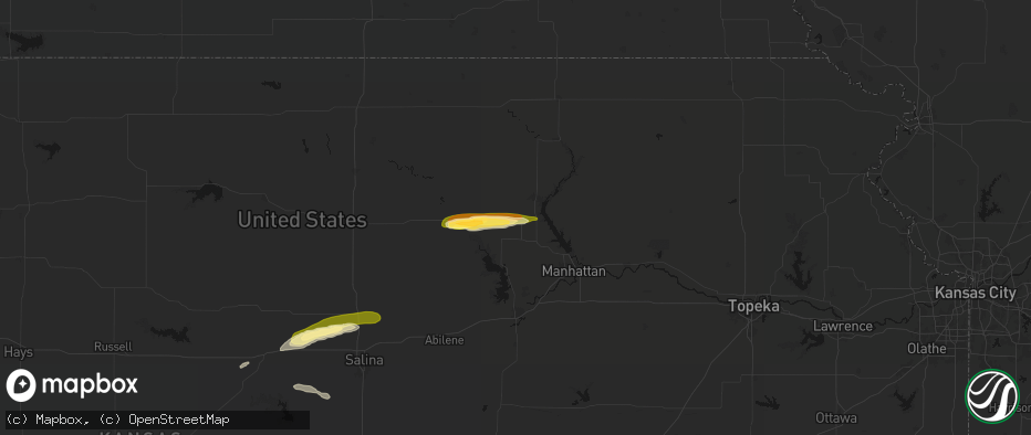 Hail map in Leonardville, KS on May 14, 2026