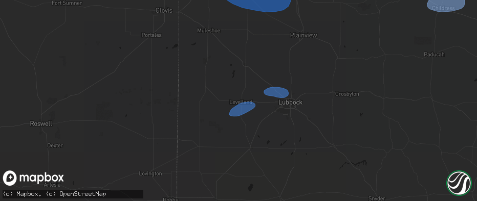 Hail map in Levelland, TX on May 14, 2026