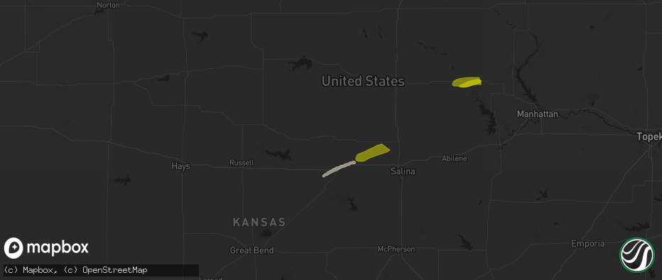 Hail map in Lincoln, KS on May 14, 2026