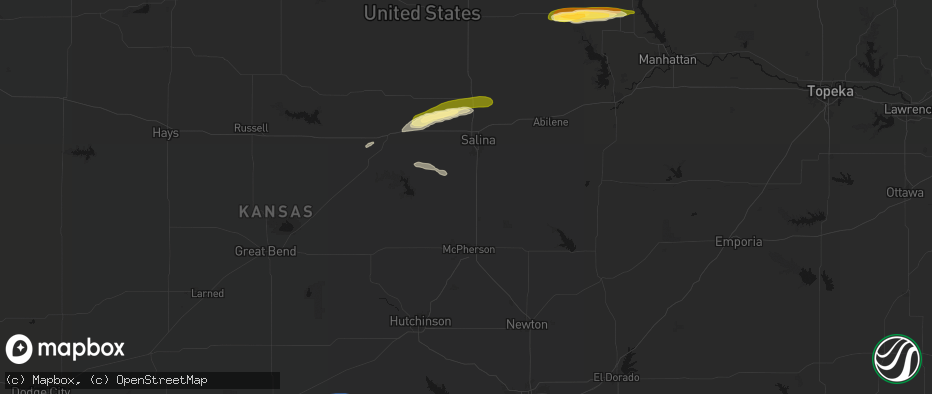 Hail map in Lindsborg, KS on May 14, 2026