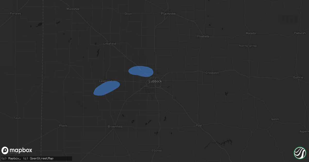 Hail map in Lubbock, TX on May 14, 2026