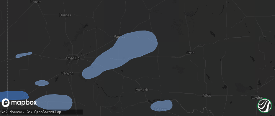 Hail map in Mclean, TX on May 14, 2026