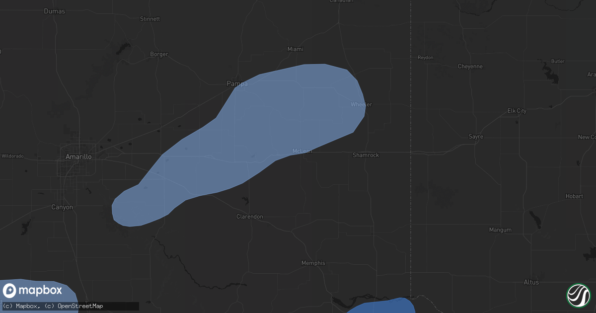 Hail map in Mclean, TX on May 14, 2026