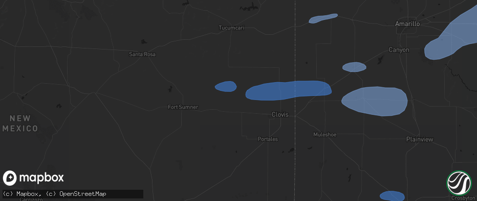 Hail map in Melrose, NM on May 14, 2026