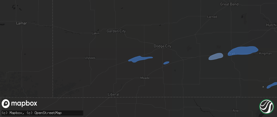 Hail map in Montezuma, KS on May 14, 2026