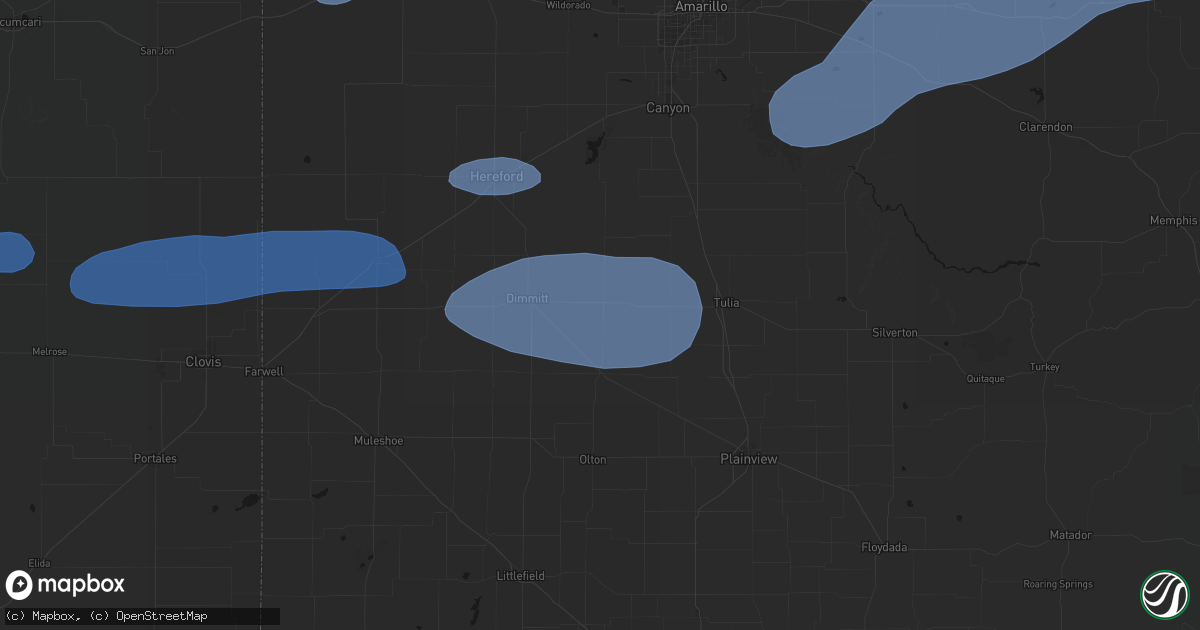 Hail map in Nazareth, TX on May 14, 2026