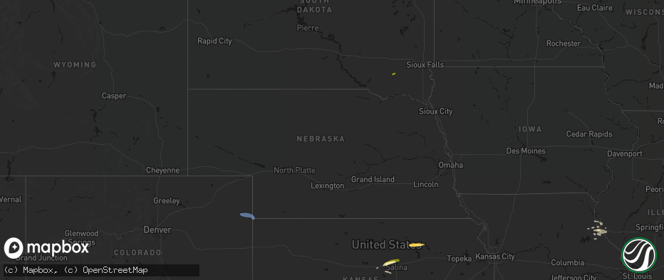 Hail map in Nebraska on May 14, 2026