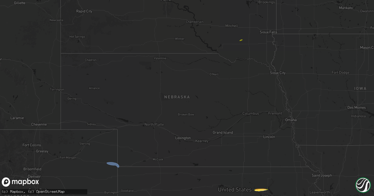 Hail map in Nebraska on May 14, 2026