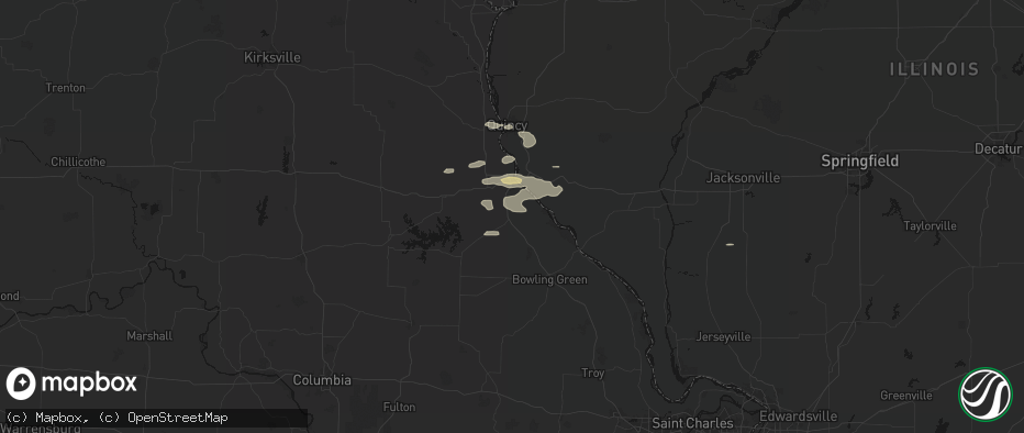 Hail map in New London, MO on May 14, 2026