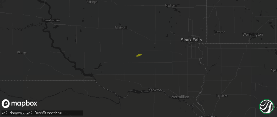 Hail map in Olivet, SD on May 14, 2026