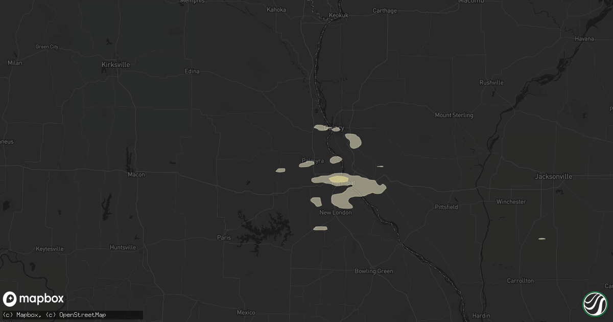 Hail map in Palmyra, MO on May 14, 2026