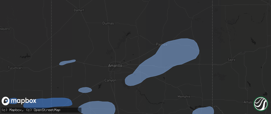 Hail map in Panhandle, TX on May 14, 2026