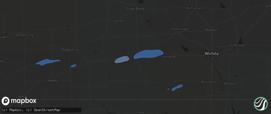 Hail map in Pratt, KS on May 14, 2026