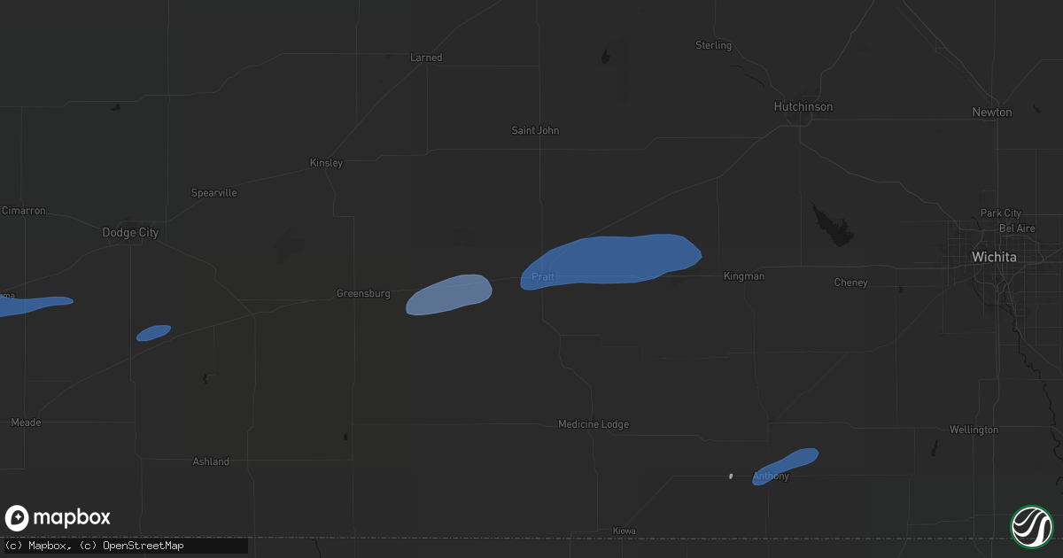 Hail map in Pratt, KS on May 14, 2026