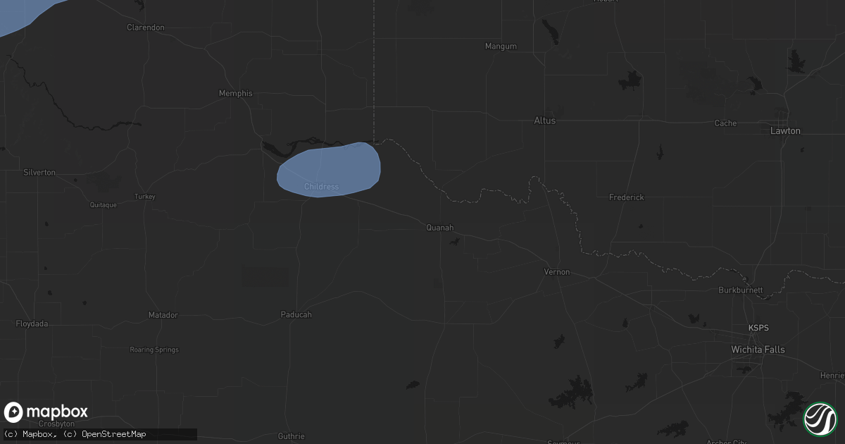 Hail map in Quanah, TX on May 14, 2026