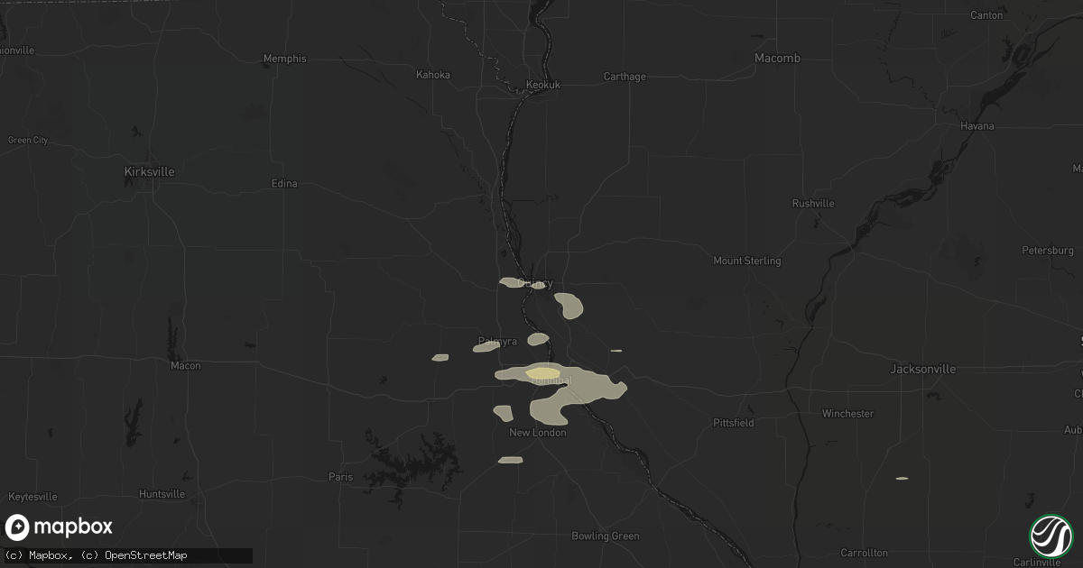 Hail map in Quincy, IL on May 14, 2026