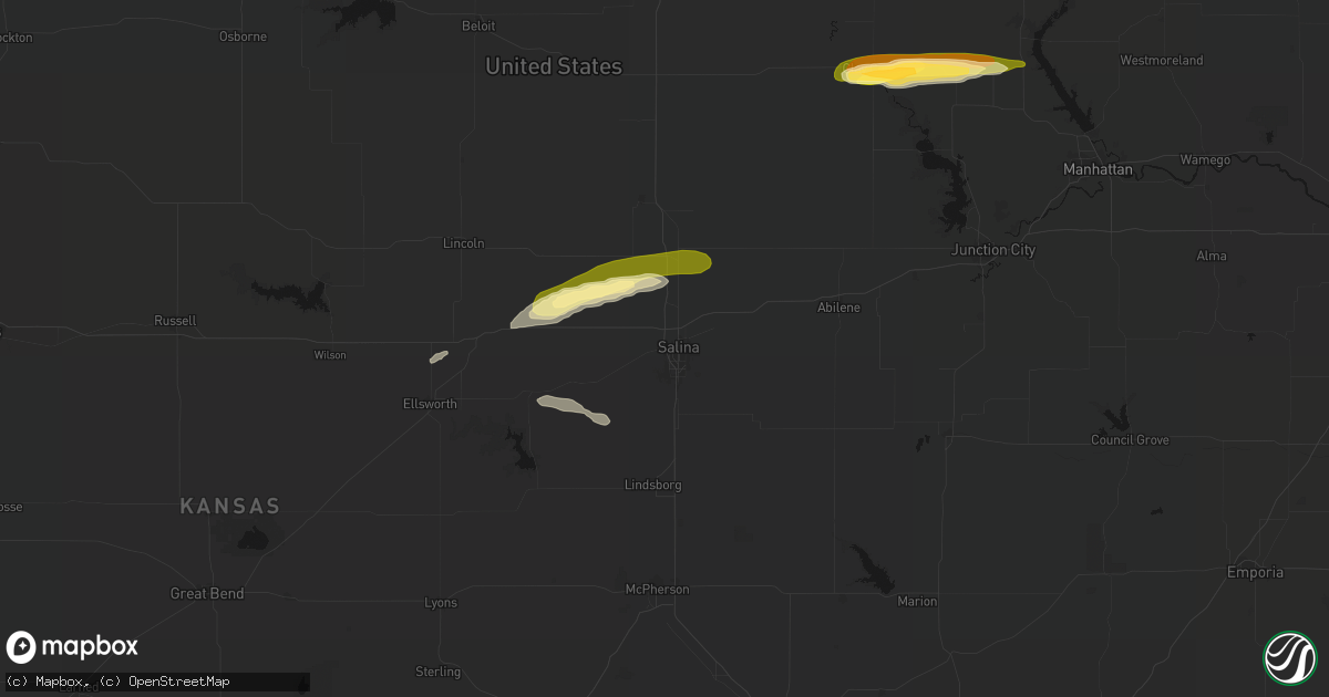 Hail map in Salina, KS on May 14, 2026