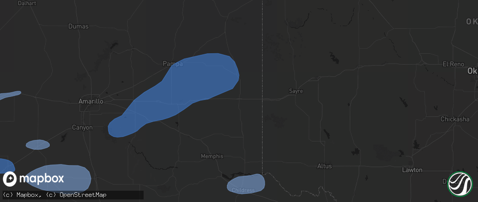 Hail map in Shamrock, TX on May 14, 2026