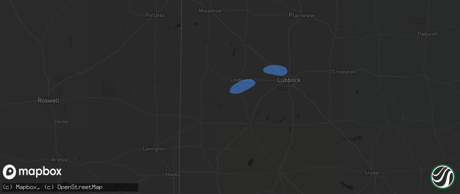 Hail map in Sundown, TX on May 14, 2026