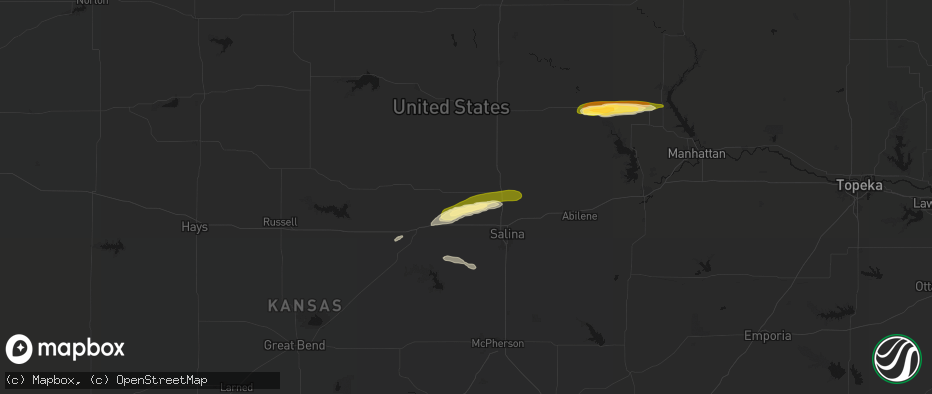 Hail map in Tescott, KS on May 14, 2026