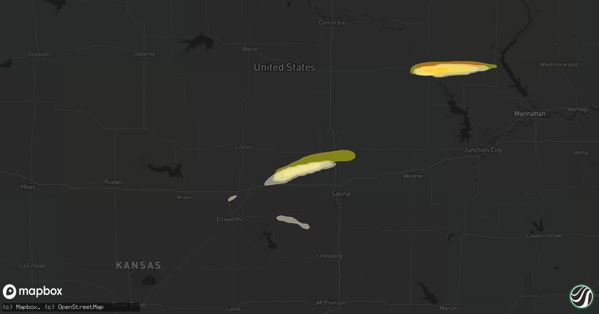 Hail map in Tescott, KS on May 14, 2026