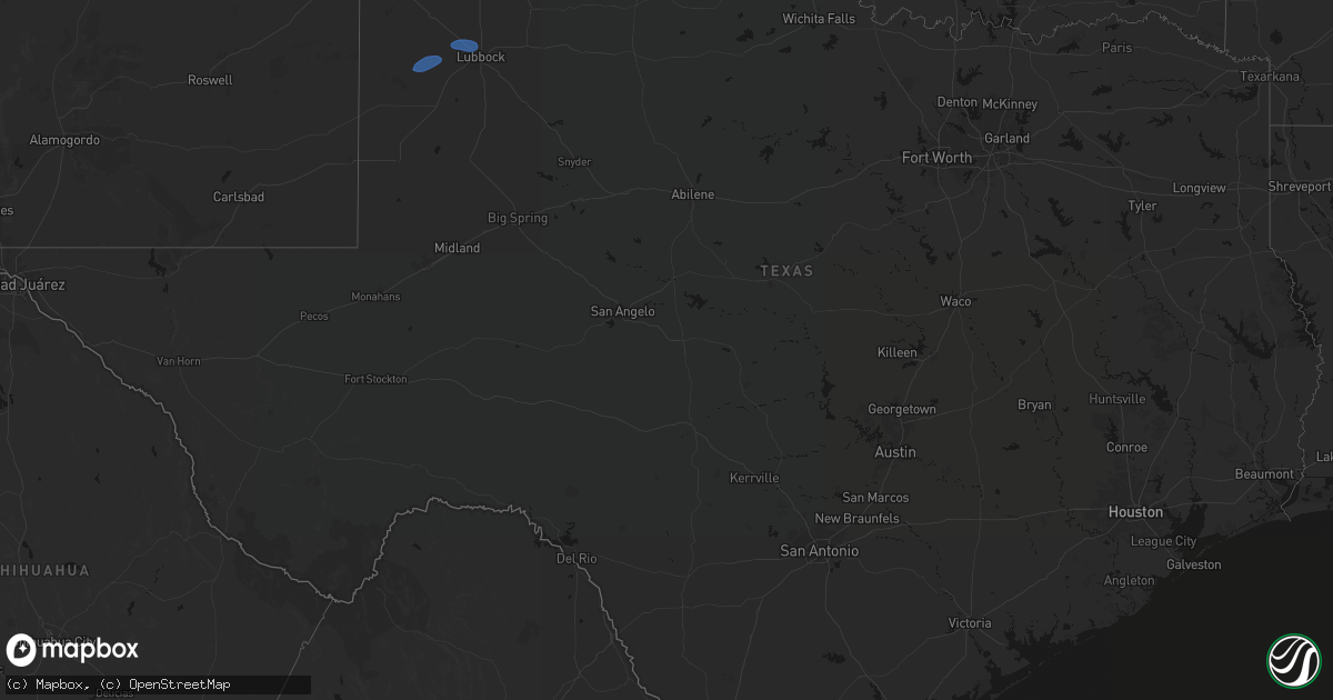 Hail map in Texas on May 14, 2026